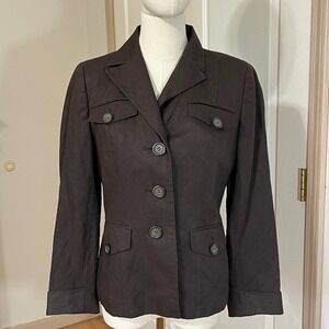 Ann Taylor LOFT‎ Woman's Brown Linen Blend Blazer Light Academia 2 Minimalist